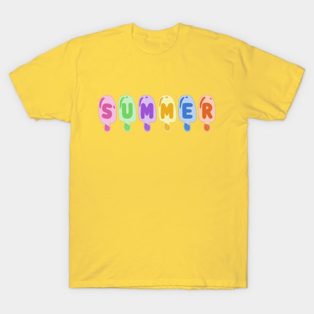 Summer: Bright pastel ice cream popsicles celebrate summer vacation T-Shirt by Ofeefee